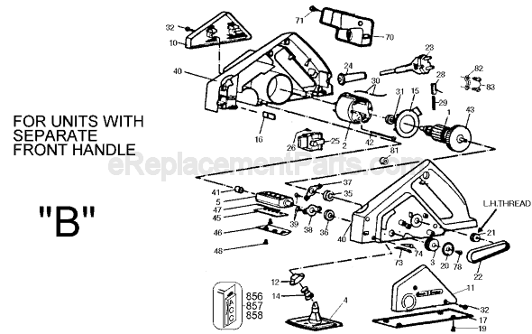 Page B Diagram and Parts List for 7696 Type 2 Black and Decker Planer Jointer